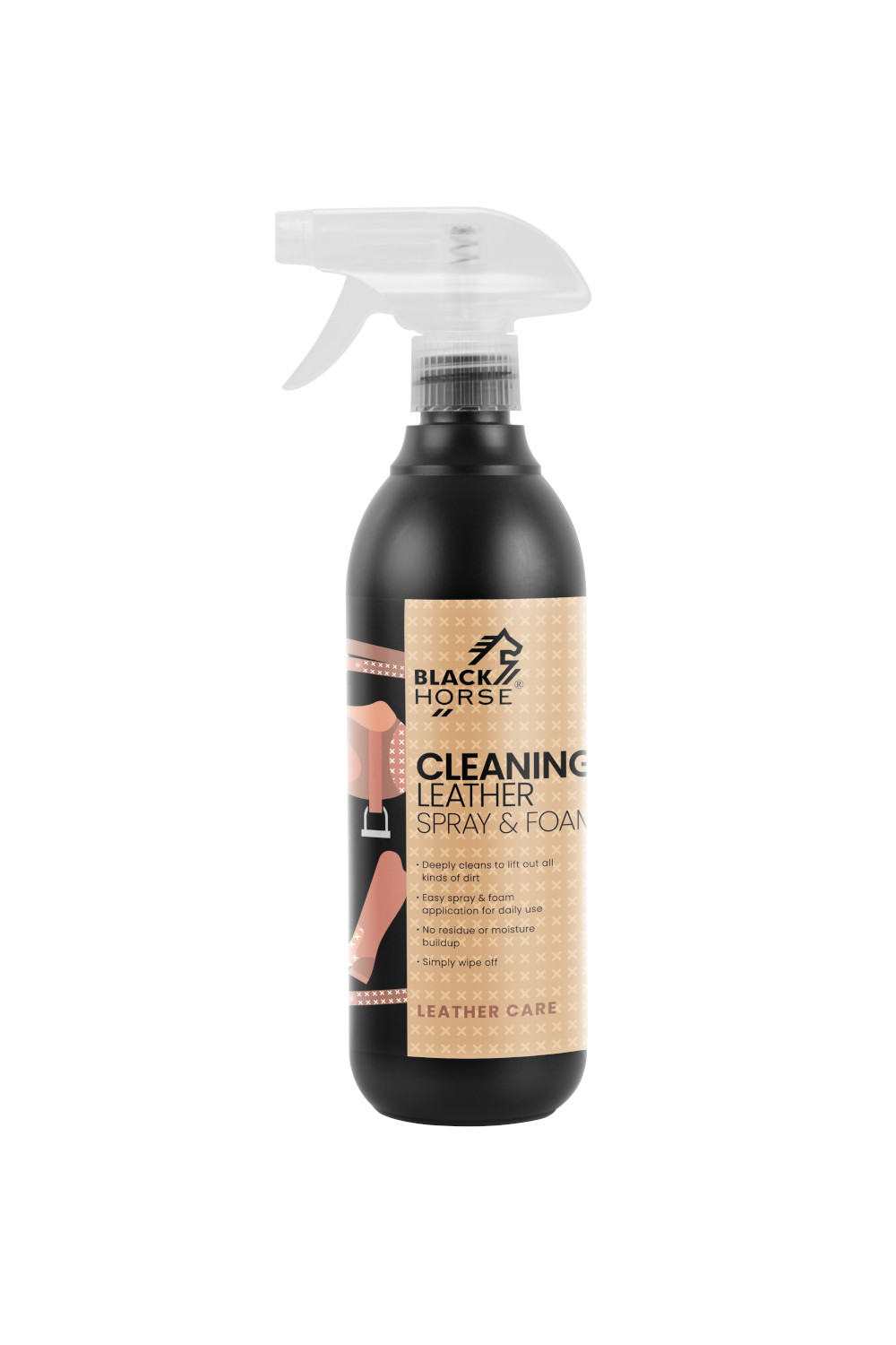 BH CLEANING LEATHER BLACK HORSE CLEANING LEATHER Pianka i spray do czyszczenia skóry 500 ml - obrazek 1